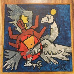 Cubist Figurative Modernist Art Print 1973 Surreal Abstract Wall Art